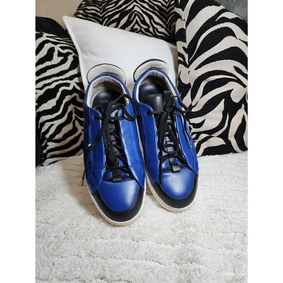 FENDI BUGS MID-TOP LEATHER TRAINERS IN BLUE/BLACK Men\'s 7.5 main image 8